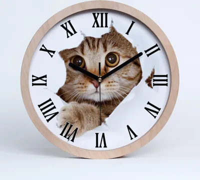 Produktbild von Holzuhr 25fi cm wanduhr - schwarze Spitzen - Katze