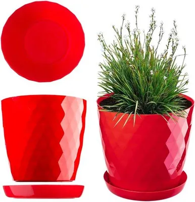 Immagine prodotto di Vasi da fiori in plastica KADAX "Amily", vaso con sottovaso. Fioriera, 20 cm, bianco, 3 pezzi