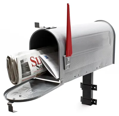 Amerikanischer Briefkasten, silbergrau, mit Wandhalterung
