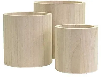 Runde Holzvasen zur Dekoration - Beige, 13 x 13 x 13 cm