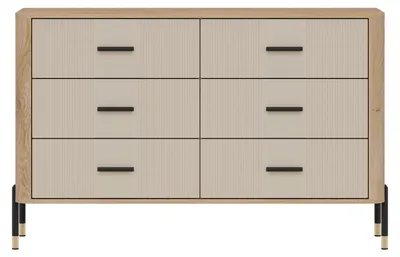 Productafbeelding van Furniture24 Kommode Dante Dt04, afmetingen 140 x 61 x 40 cm - Crema eikenhout/kasjmierkleur