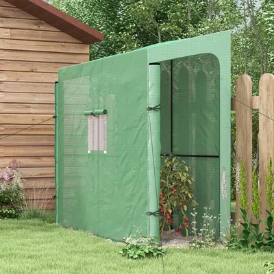 Produktbild von Sweiko Anlehn-Gewächshaus Frühbeet Treibhaus, aufrollbare Türen, wetterbeständig, 200 cm x 80 cm x 200 cm, Grün