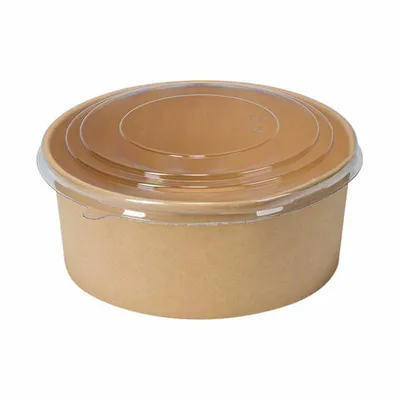 Produktbild von 50x Salatschalen 1300ml aus Kraftpapier braun inkl. Deckel transparent rPet