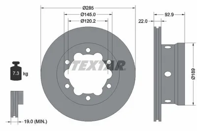Obrázok produktu pre 2 brzdové kotúče Textar 285 mm vzadu pre Mercedes Sprinter 4t CDI