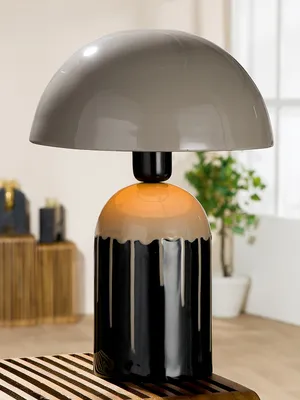 Obrázok produktu pre Stolná lampa Casablanca, "Drip", kov, sivá, čierna, , v. 37 cm, d. 26 cm 53237