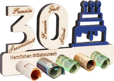 Immagine prodotto di Regalo per il 30° compleanno in legno con scritte in tedesco 11,2 x 22 cm