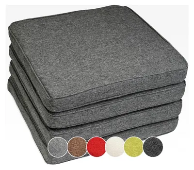 Produktbild von 4er Set Stuhlkissen wasserdicht UV-beständig 50 x 50 x 5 cm - Polsterauflage für Stühle und Bänke - Sitzkissen für Innen- und Außenbereich - Anthrazit
