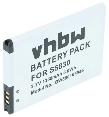 Produktbild von vhbw Akku kompatibel mit Samsung Galaxy GT-S6802, GT-S6310N, GT-S6310, GT-S6790N, GT-S6312 Handy Smartphone Telefon (1350 mAh, 3,7 V, Li-Ion)