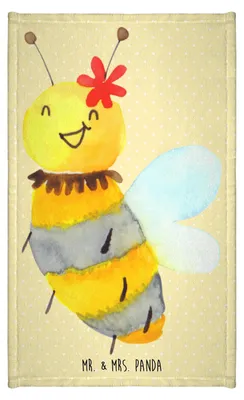Produktbild von Mr. & Mrs. Panda Handtuch Biene Blume - Gelb Pastell - Geschenk, Frotteehandtuch, baumwolle, badezimmer, Klein, gäste wc
