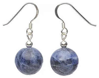 Produktbild von Ohrringe Ohrhänger aus echtem Sodalith violett blau glatt Ohrschmuck Damen