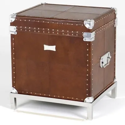 Produktbild von Casa Padrino Vintage Echtleder Koffertisch Braun 45 x 40  x H50 cm - Echt Leder Vintage Look