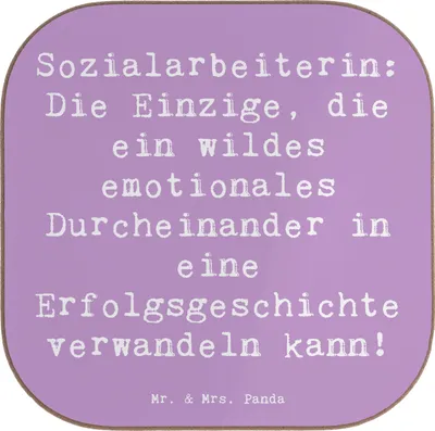 Produktbild von Mr. & Mrs. Panda Getränkeuntersetzer Spruch Sozialarbeiterin Erfolg - Lavendeltraum - Geschenk, personalisierte Geschenke, Holzuntersetzer, Coaster, Berufspassion, Berufe