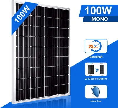 Produktbild von Solarmodul 12V Solarpanel 100W Solarzelle Mono Photovoltaik Wohnmobil Camping DE 0% MwSt