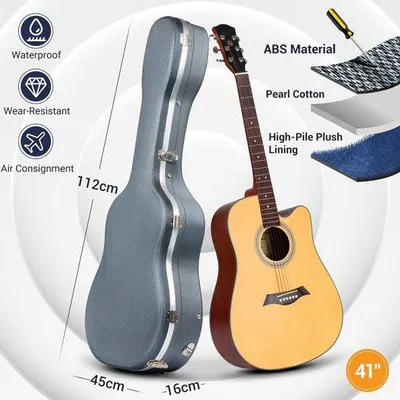 Zdjęcie produktu dla Wodoodporne, twarde futerały na gitarę z pluszową wyściółką, przeznaczone do gitar o długości 41 cali