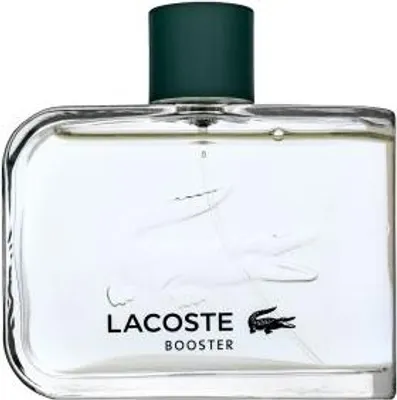 A clear, front-facing studio shot of a Lacoste Booster Eau de Toilette bottle.
