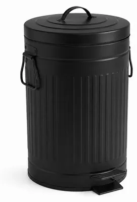 Immagine prodotto di Contenitore per rifiuti Relaxdays, 12 litri, ideale per cucina o bagno, con secchio interno estraibile, pedale, sistema di chiusura ammortizzata, realizzato in metallo. Cestino con pedale, colore nero, Immagine generata dall'IA