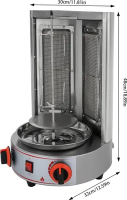 Produktbild von Vertikaler Gasgrill - Rotationsgrill - 4,3 kW Edelstahl - 360° Drehspieß - Fleischspieß Grill Für Zuhause Und Gastronomie