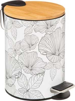 Produktbild von Abfalleimer soft close 3l "blackflora" schwarz und weiß - 5 five simply smart