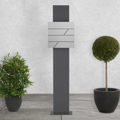 Obrázek produktu pro Poštovní schránka ML-Design s přihrádkou na noviny, 37x37x11 cm, světle šedá, včetně stojanu