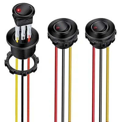 Zdjęcie produktu dla Przełącznik kołyskowy LED czerwony okrągły 12 24V do samochodu 3 szt