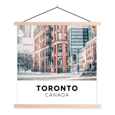 Produktbild von MuchoWow® Textilposter Kanada - Straße - Winter 60x60 cm mit holzfarbenen Rahmen - Wanddekoration