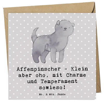 Produktbild von Mr. & Mrs. Panda faltkarte Affenpinscher Charme - Grau Pastell - Geschenk, Hunderasse, doppelkarte, anlasskarte, quirlig, Glückwunschkarte, Grußkarte, Hundeliebhaber
