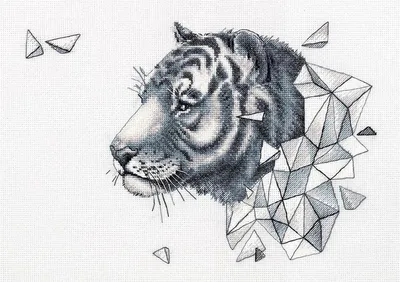 Productafbeelding van Het Panna kruisstikpakket "Geometría. Tijger", afmetingen 37,5 x 26,5 cm, met telpatroon