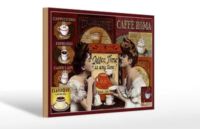 Produktbild von Holzschild Kaffee 30x20cm Coffee Roma ime is any time
