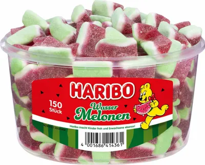 Produktbild von Haribo Melonen Fruchtgummi Wassermelonengeschmack süss sauer 1050g