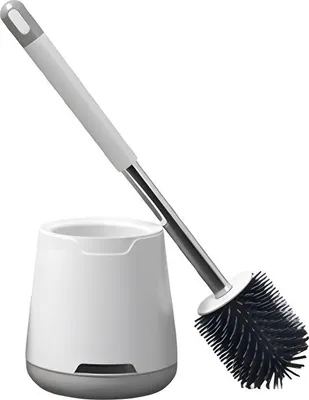 Immagine prodotto di Scopino per WC in silicone con supporto - Asciugatura rapida - Igienico e antibatterico - Pulizia profonda - Antigoccia - Bianco