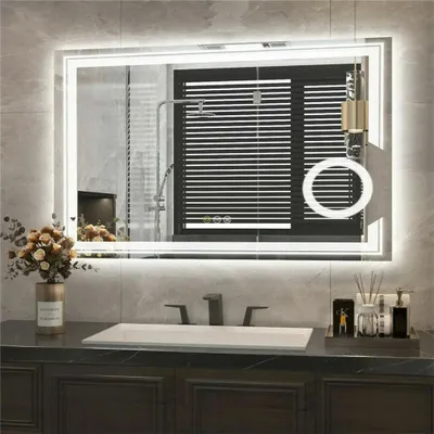 Immagine prodotto di Specchio a LED - Specchio da bagno - Specchio per il trucco - Specchio illuminato - Antiappannamento - Ingrandimento 3x