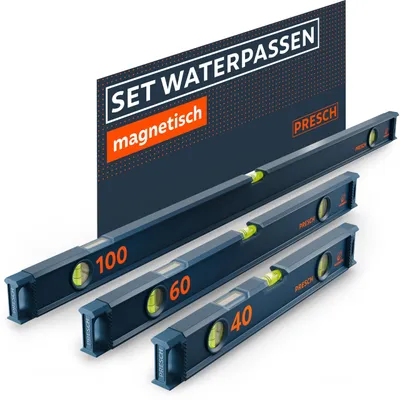 Magnet-Wasserwaagen-Set 3-tlg., 40/60/100 cm, Alu