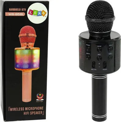 Immagine prodotto di Microfono Usb senza fili con altoparlante per registrazione Karaoke Modello Ws-858 Nero