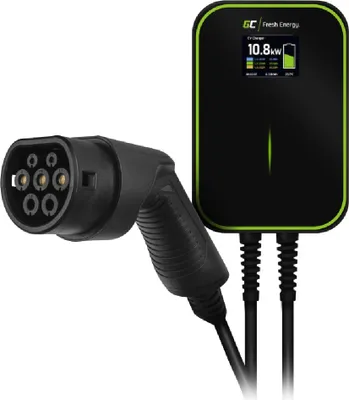 Produktbild von Green Cell® GC Wallbox Ladestation für EV Elektroautos PHEV | 22kW / 11kW / 7,2kW | Kabel Typ 2 6m | 3-Phasig 32A | IP66 | Ladegerät kompatibel mit Tesla Model 3 / S/X/Y, ID.3, i3, ZOE usw.