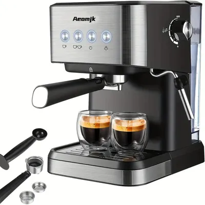 Produktbild von Aeomjk Espressomaschine 20 Bar Siebträger Milchaufschäumer 1.5 L schwarz