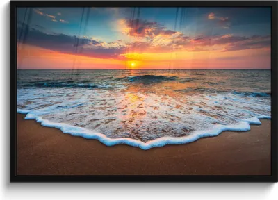 Produktbild von MuchoWow® MuchoWow® Gerahmtes Poster Strand - Meer - Sonnenuntergang 90x60 cm - Poster mit zchwarzem Bilderrahmen - Fotorahmen - Foto-Plakat