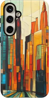 Produktbild von Abstrakte Skyline im Linienstil – Hülle Kompatibel mit Galaxy S24 Plus