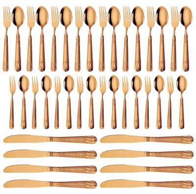 Produktbild von 40-teiliges Besteckset aus hochwertigem Edelstahl fuer 5 Personen, inklusive Gabel, Messer, Loeffel, spuelmaschinenfest, Besteck-Utensilien-Set fuer Zuhause/Hotel/Hochzeit
