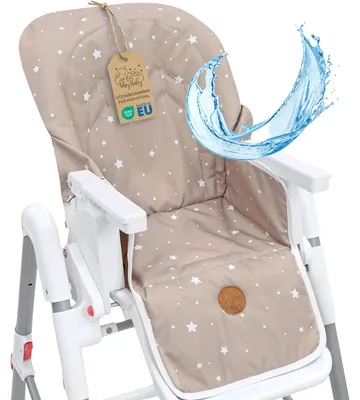 Produktbild von Sitzverkleinerer für Hochstuhl Baby Sitzkissen Beige mit Weiß Sternen