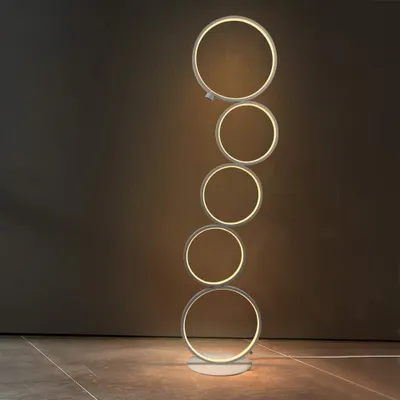 Immagine prodotto di ZMH LED lampada da terra lampada da terra 32W dimmerabile interruttore a sfioramento lampada da terra bianco caldo 3000K uplighter lampada da terra a 5 anelli per camera da letto soggiorno