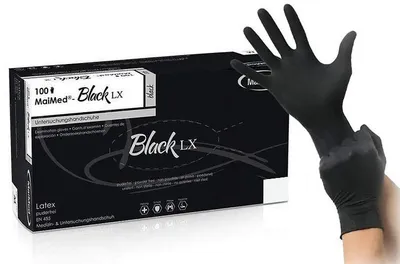 Produktbild von MaiMed Einmalhandschuhe Black Latex Größe M