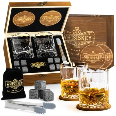 Zdjęcie produktu dla Zestaw Prezentowy dla Mężczyzny Prezent na Walentynki 2x Szklanki do Whisky