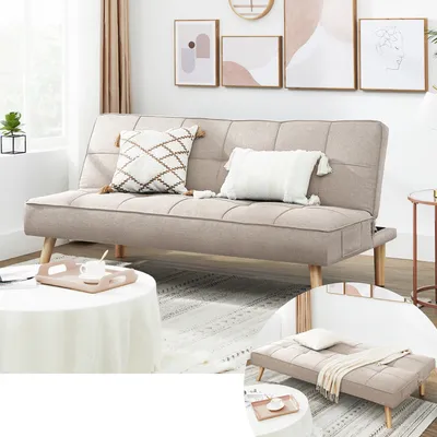 Produktbild von VASAGLE Schlafsofa, 175 x 83 x 76 cm, klappbar, Ausklappsofa beige