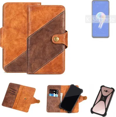 Produktbild von K-S-Trade Handyhülle Schutzhülle Bookstyle Case Wallet-Case kompatibel mit Asus Zenfone 9 Cover Klapphülle Kantenschutz Smartphone dunkelbraun