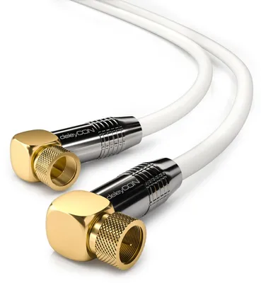 Produktbild von deleyCON 6m SAT Antennenkabel Koaxialkabel 2x 90° F-Stecker - Weiß