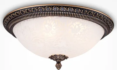 Produktbild von Deckenleuchte Metall Glas E27 rund Ø 37 cm in Bronze antik Weiß 3-flammig Rustikal Deckenlampe