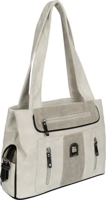 Produktbild von Damen Tasche Schultertasche Shopper Henkeltasche Handtasche Leder Optik HELLGRAU-GRAU (15107)