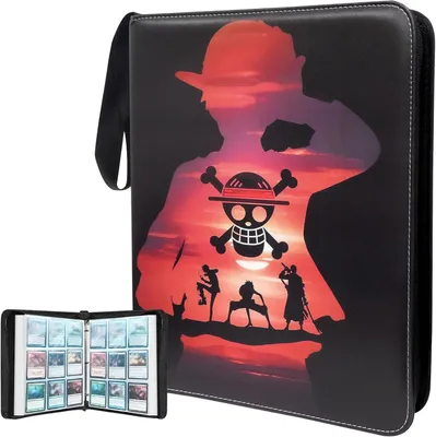 Immagine prodotto di Album per collezionare carte di One Piece, con 1080 tasche, 60 pagine, design con 9 tasche per pagina, realizzato in materialePoliuretanoresistente all'acqua, album portatile per collezionisti