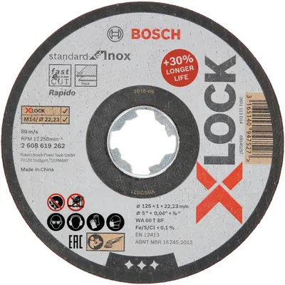 Obrázok produktu pre Bosch 2 608 619 262, Rezací disk, Plochý stred, Nerezová oceľ, Bosch, 2,22 cm, 12,5 cm