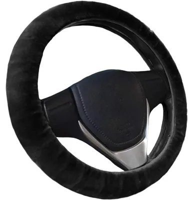 Obrázok produktu pre Poťah na volant, plyšový, protišmykový, teplý, univerzálny, 37-39 cm, čierna farba